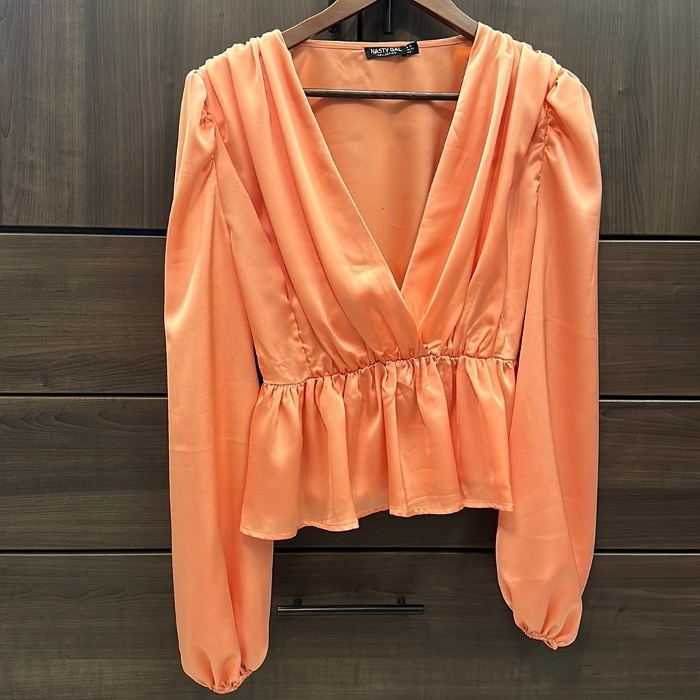 Nasty Gal Orange Silky Top Size 6